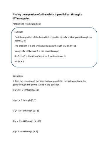 Equation of parallel and perpendicular lines