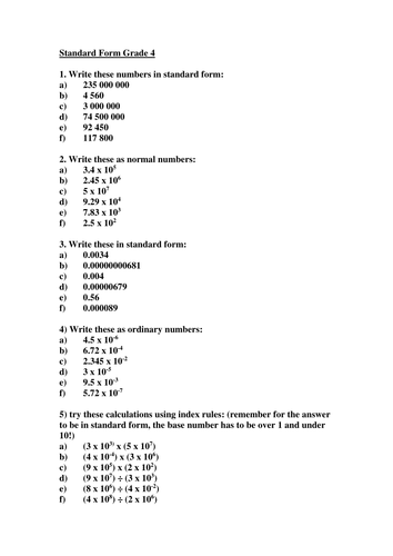 Standard form revision