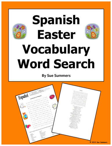 Spanish Easter and Spring Word Search and Vocabulary
