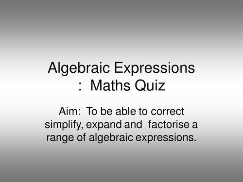 Algebraic Expression Multi-Choice Quiz