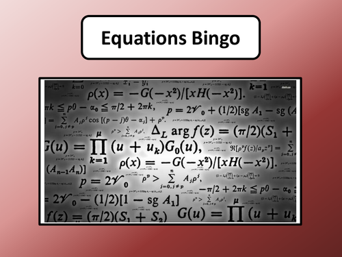 One Step Equations Bingo
