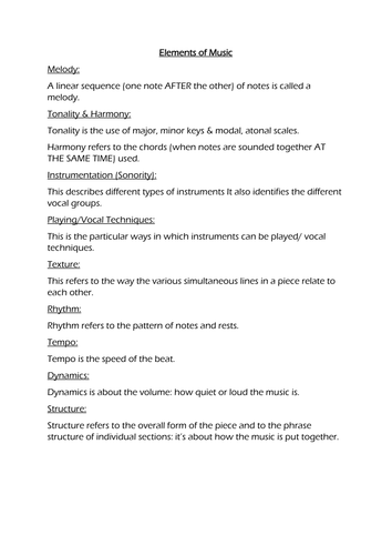 GCSE Music Terms (Eduqas  new specification)