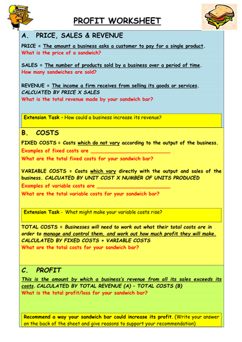 Profit GCSE Business Finance Topic