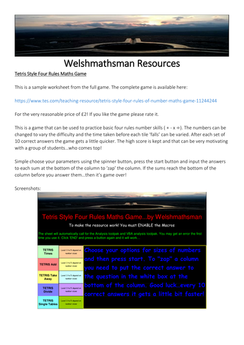TETRIS Style Four Rules of Number Maths Game FREE Version | Teaching  Resources