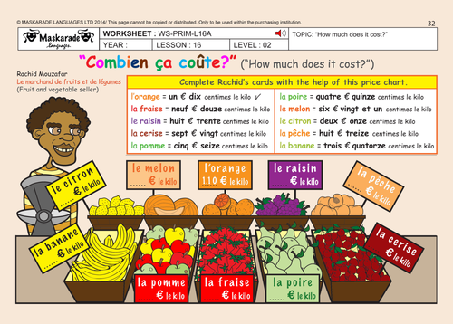 FRENCH-(UNIT 5: FOOD)-Y4-Y5: The vegetable and fruit/ At the market