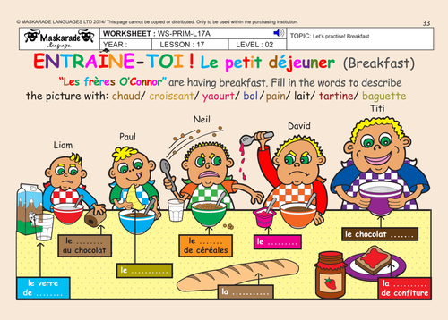 FRENCH (UNIT-5: FOOD)-Y4-Y5: Breakfast!/ Dinner is ready!