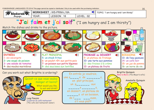 FRENCH (UNIT 5: FOOD) Y4- Y5: At the restaurant/ I'm hungry and I'm thirsty