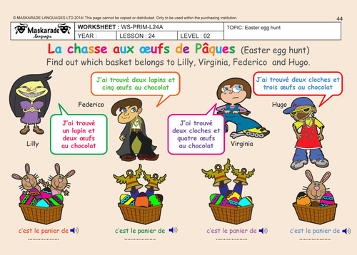 FRENCH (UNIT 5: FOOD): Y4- Y5: Easter! Numbers up to 40