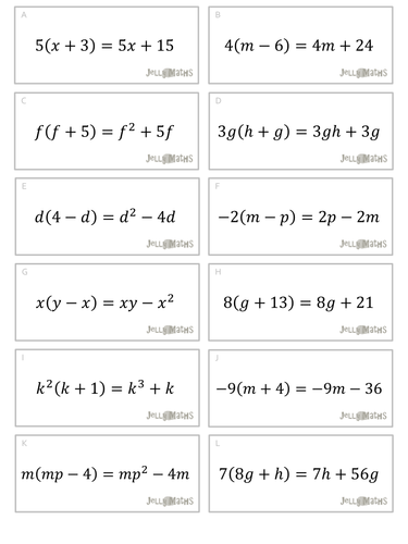 Expanding One Bracket True-False Card Sort