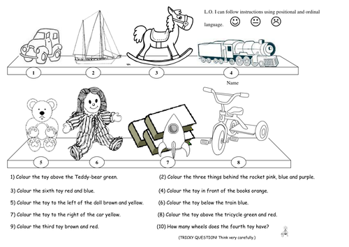 positional and ordinal language | Teaching Resources