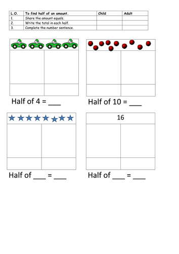 blank worksheet ks1 Halving Worksheet for by kryztal Expanded Model Bar