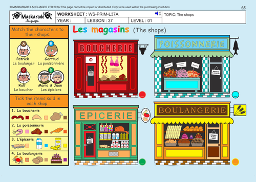 FRENCH (UNIT 7: HOME/TRANSPORT/HOLIDAY): Y3-Y4: The Shops/ Directions / SONG
