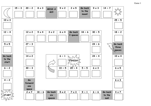 Multiplication and Division Board Game 