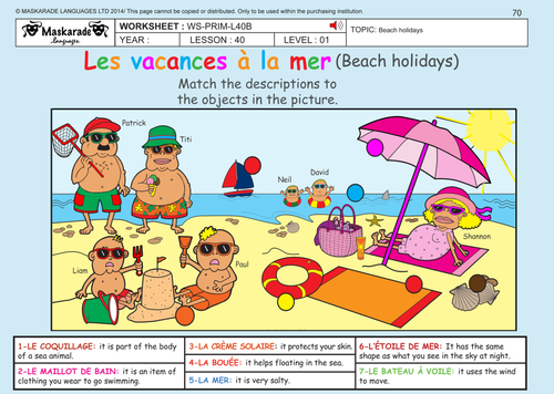 FRENCH (UNIT 7: MY HOME/ TRANSPORT/ SUMMER HOLIDAY): Y3 -Y4: My summer holiday/ My suitcase
