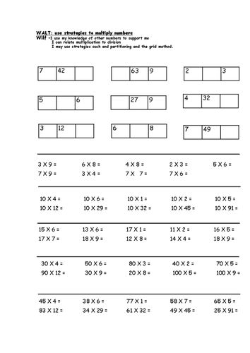 Progressive multiplication worksheet