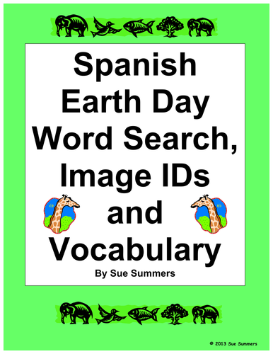 Spanish Earth Day Word Search and Vocabulary List