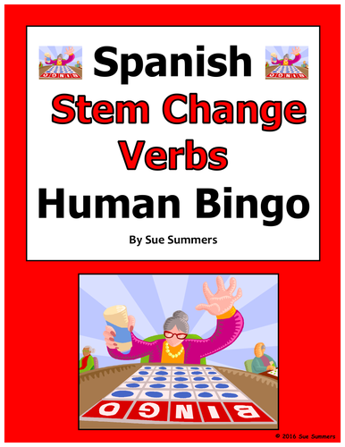 Spanish Stem Change Verbs Human Bingo Game Speaking Activity 