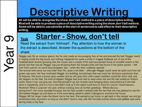 KS3 Descriptive Writing - Show, don't Tell