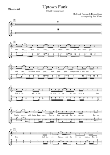 Uptown Funk - Ukulele Arrangement