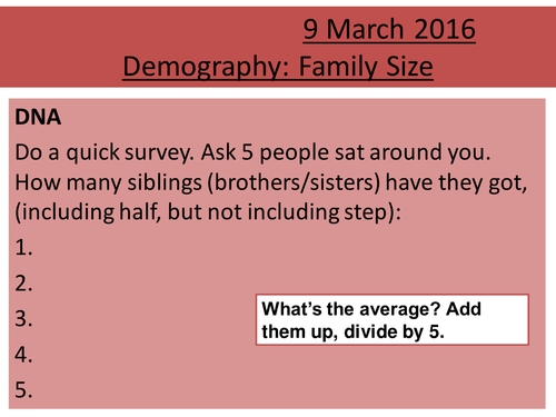 Sociology H580 / H180 Demography: Family Size with Cornell Notes