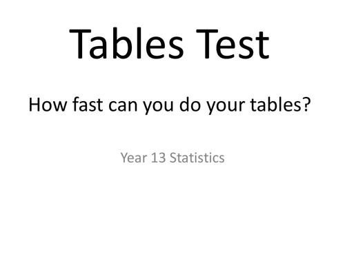 Statistics Tables Test - S2 looking up tables