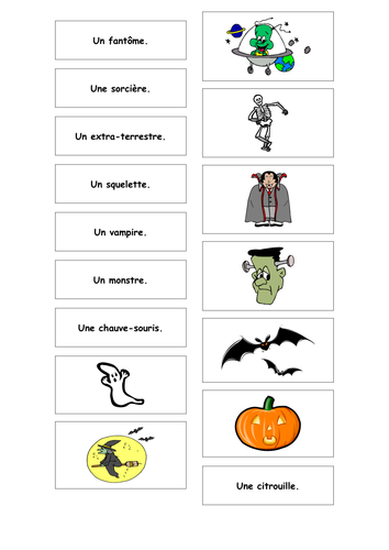French Teaching Resources. Halloween Matching Cards & PowerPoint Presentation. 