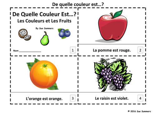 French Colors and Fruit 2 Booklets - De Quelle Couleur Est...? 