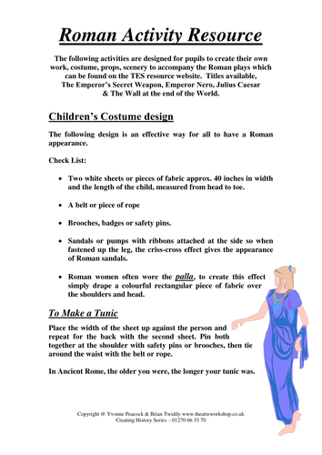 Roman Activity Resource Pack  for Primary Schools.