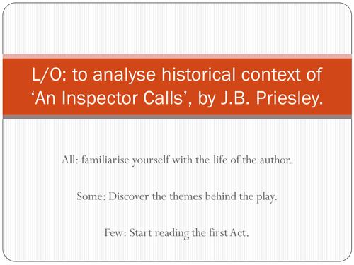 An Inspector Calls- Historical Context | Teaching Resources