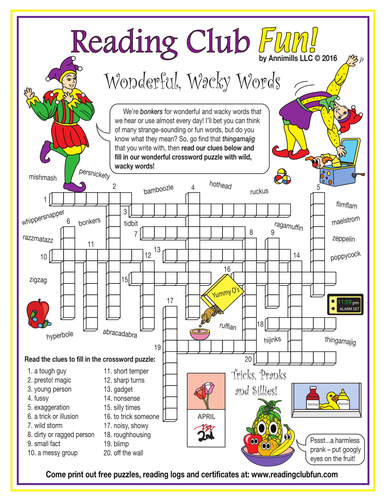 April Fools Crossword Puzzle Printable
