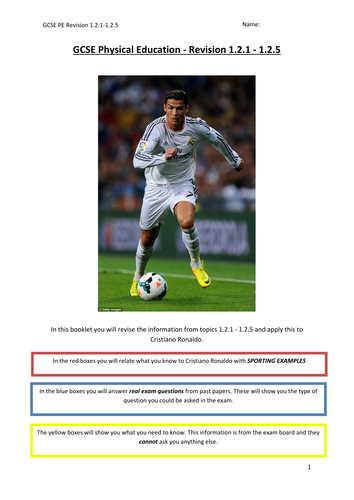 GCSE PE Revision Workbook  for Units 1.2.1 - 1.2.5 based on Ronaldo (for Edexcel)