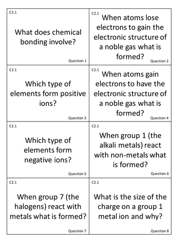 AQA C2 Revision Flash Cards