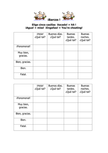 spanish greetings worksheet