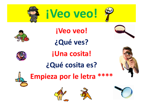 ¡Veo veo! I Spy With My Little Eye Spanish Teaching Resources. Starter Activitiy