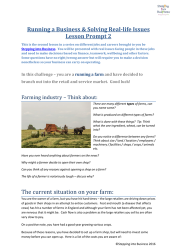 Enterprise Lesson - Real Life Farming 