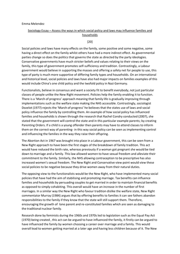 Assess the ways in which social policy and laws may influence families and households