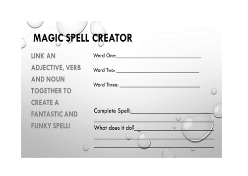 Fun word class game - magic spells