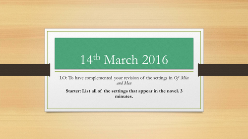 Of Mice and Men Revision 6 lessons