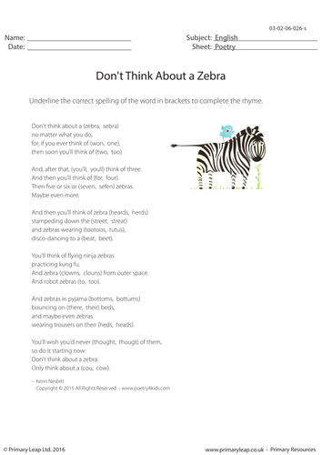 Poetry - Don't Think About a Zebra