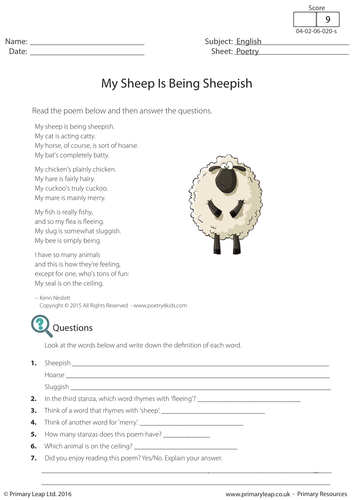 Poetry - My Sheep is Being Sheepish