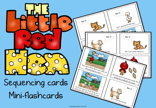 The Little Red Hen story sequencing flashcards