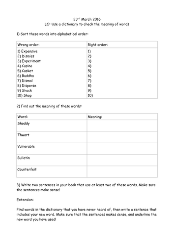 Using A Dictionary And Finding The Meaning Of Words Teaching Resources