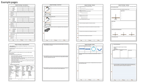 Differentiated Design & Technology worksheets.