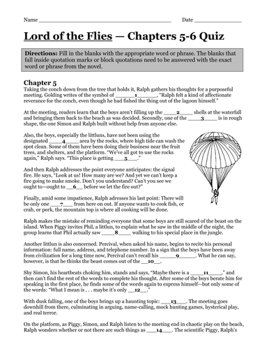 Lord of the Flies Chapter 5 by - UK Teaching Resources - TES