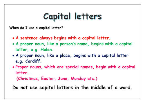 When to use a capital letter