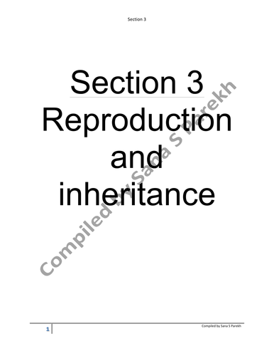 Biology- Edexcel- IGCSE- Section 3- Reproduction and Inheritance