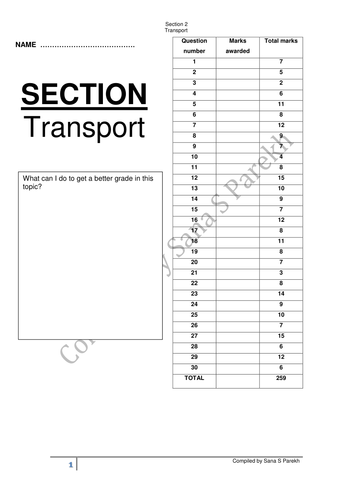 Biology- Edexcel- IGCSE- Section 2- Transport