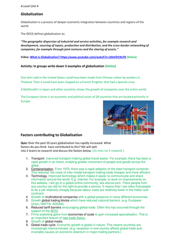 Complete Economics Unit 4 worksheets (38 lessons) | Teaching Resources
