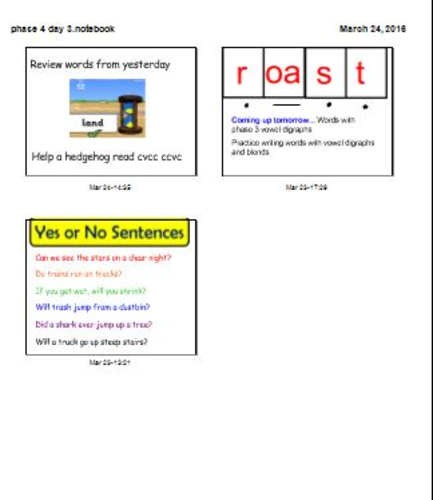 Letters and Sounds phonics Phase 4 walk in and teach Notebooks Promethians and plan - week 1