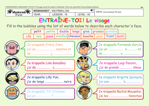 FRENCH (UNIT 4: HEALTH & BODY/ SEASONS): Y5-Y6: Describing someone/ Going to the dentist